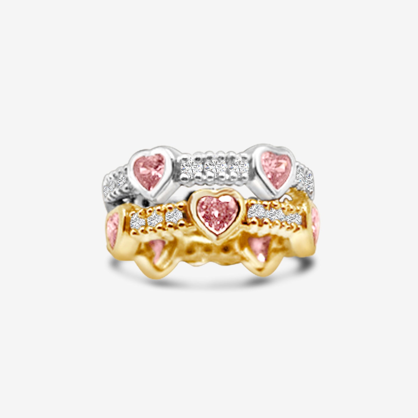 Shiny Hearts Ring Silver
