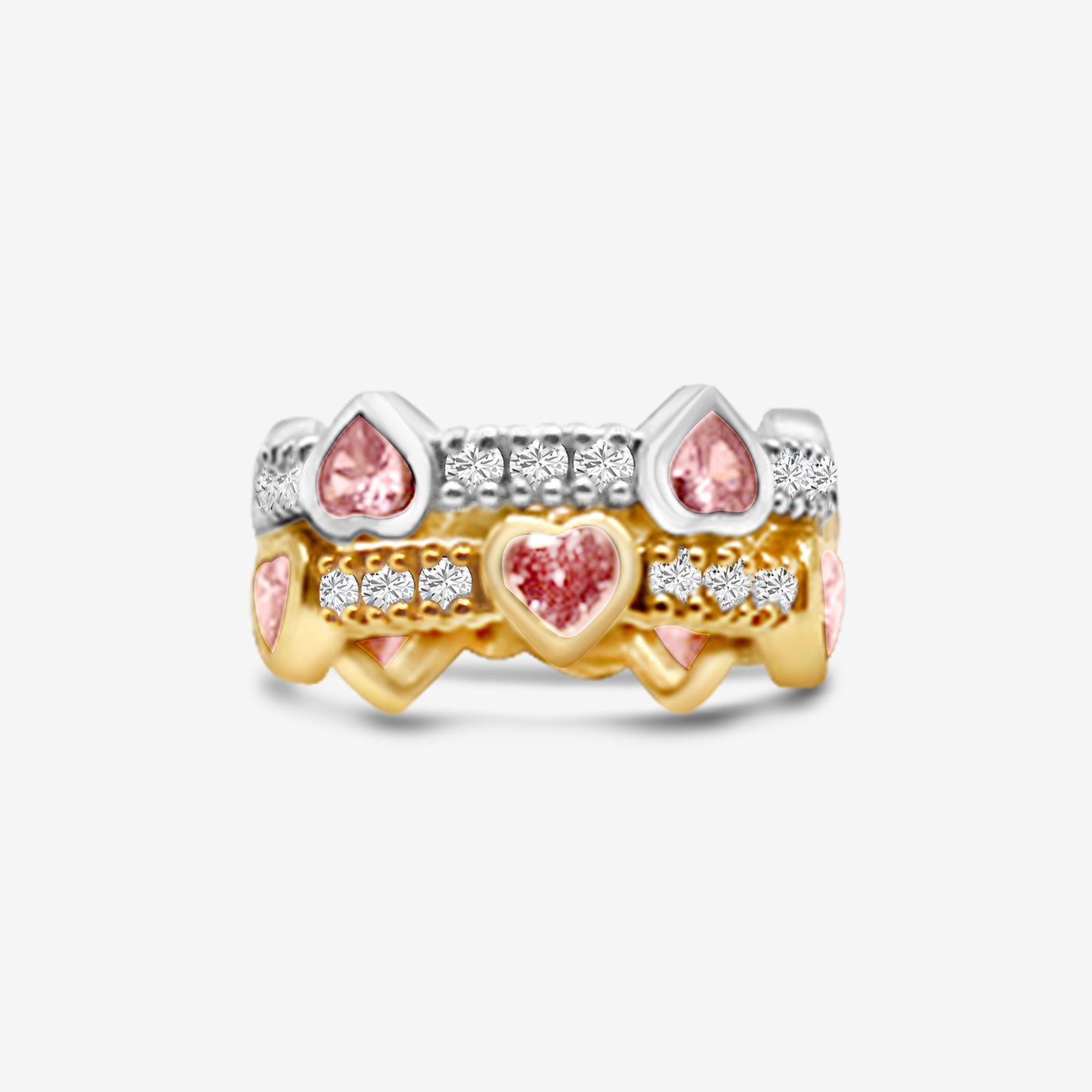 Shiny Hearts Ring Silver