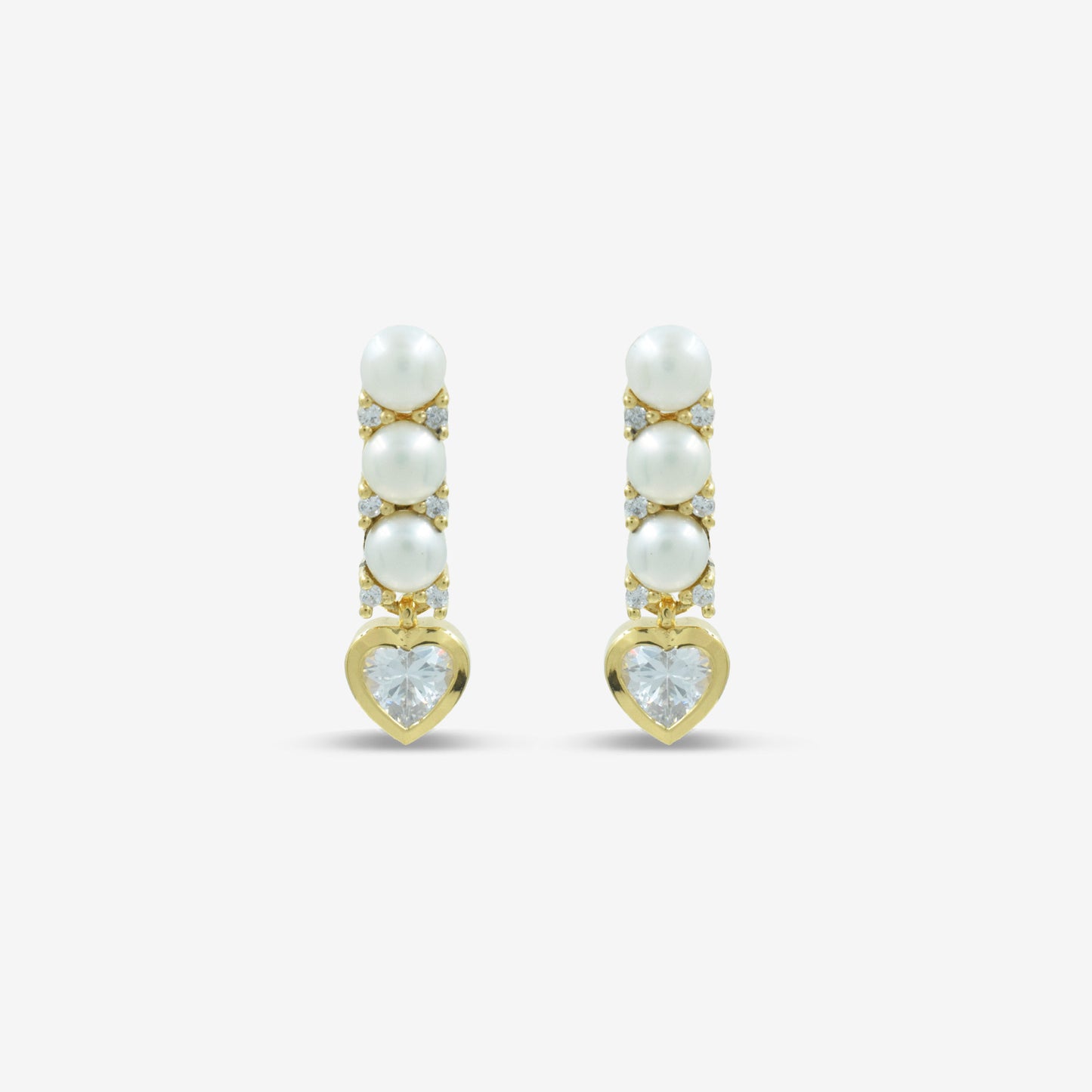 Drop Pearl And Heart Earrings
