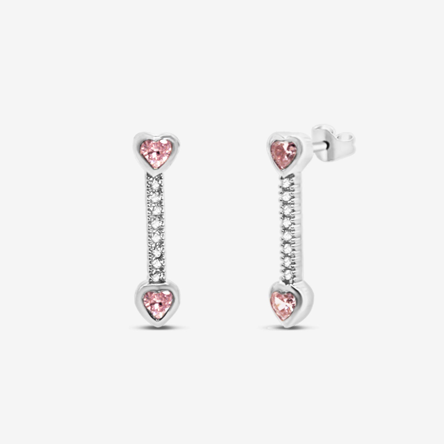 Shiny Hearts Stud Earrings Silver