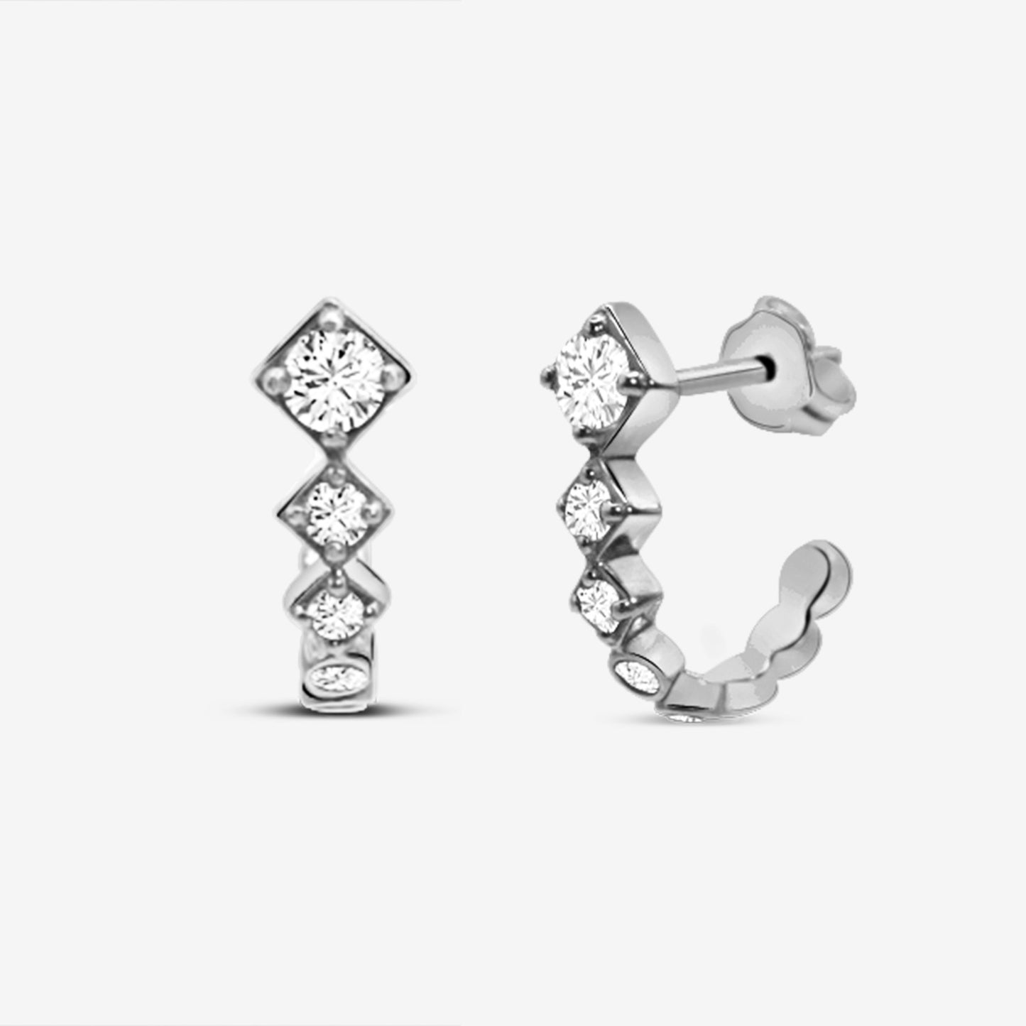 Sparkling Squares Huggies Silver