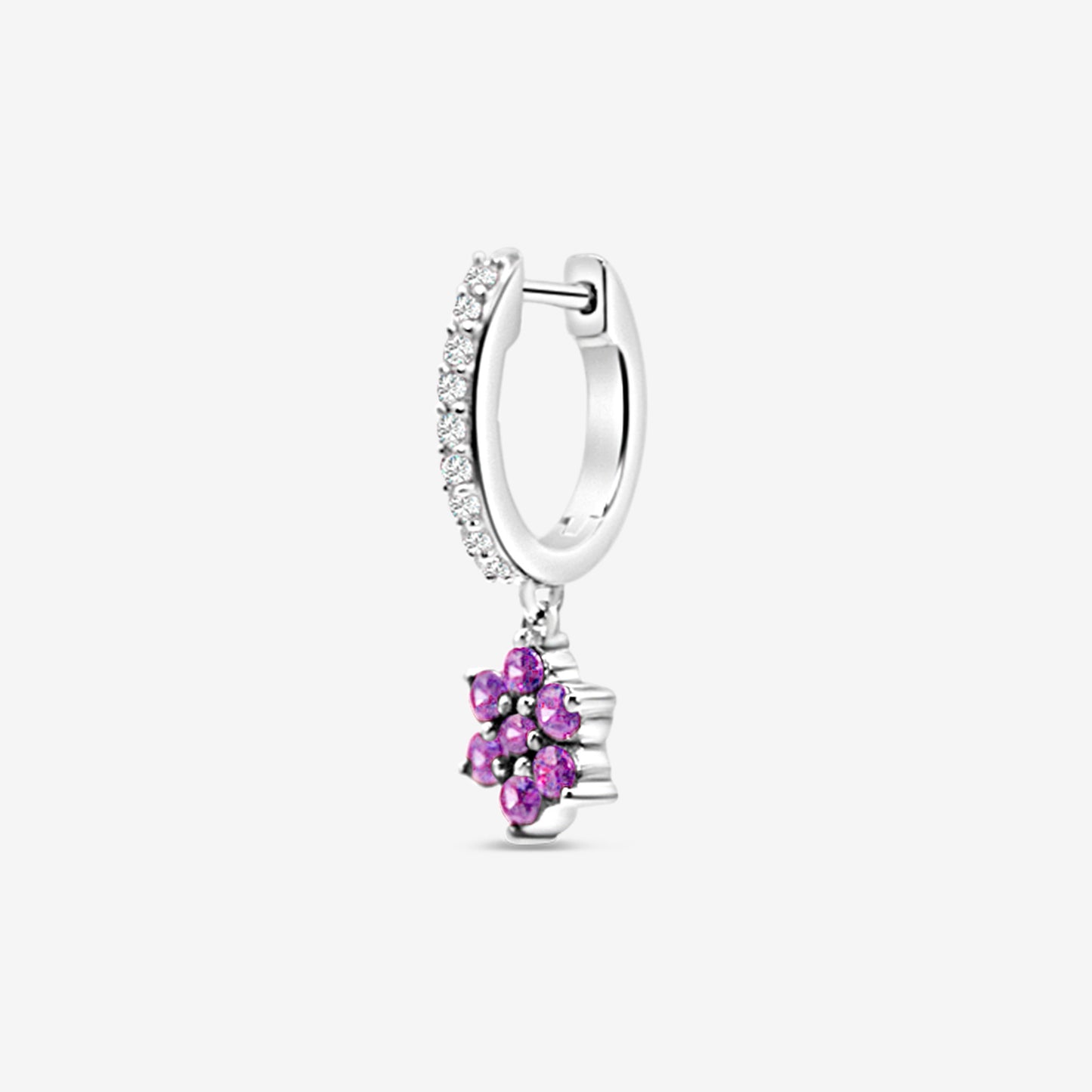 Symbol Single Hoop - Flower Silver
