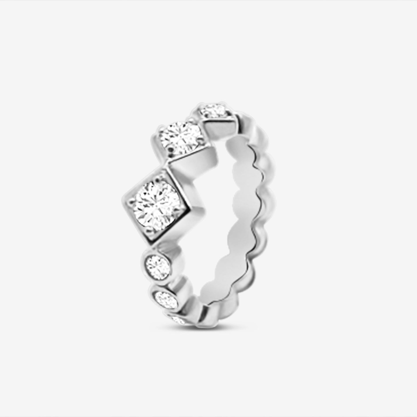 Sparkling Squares Ring Silver