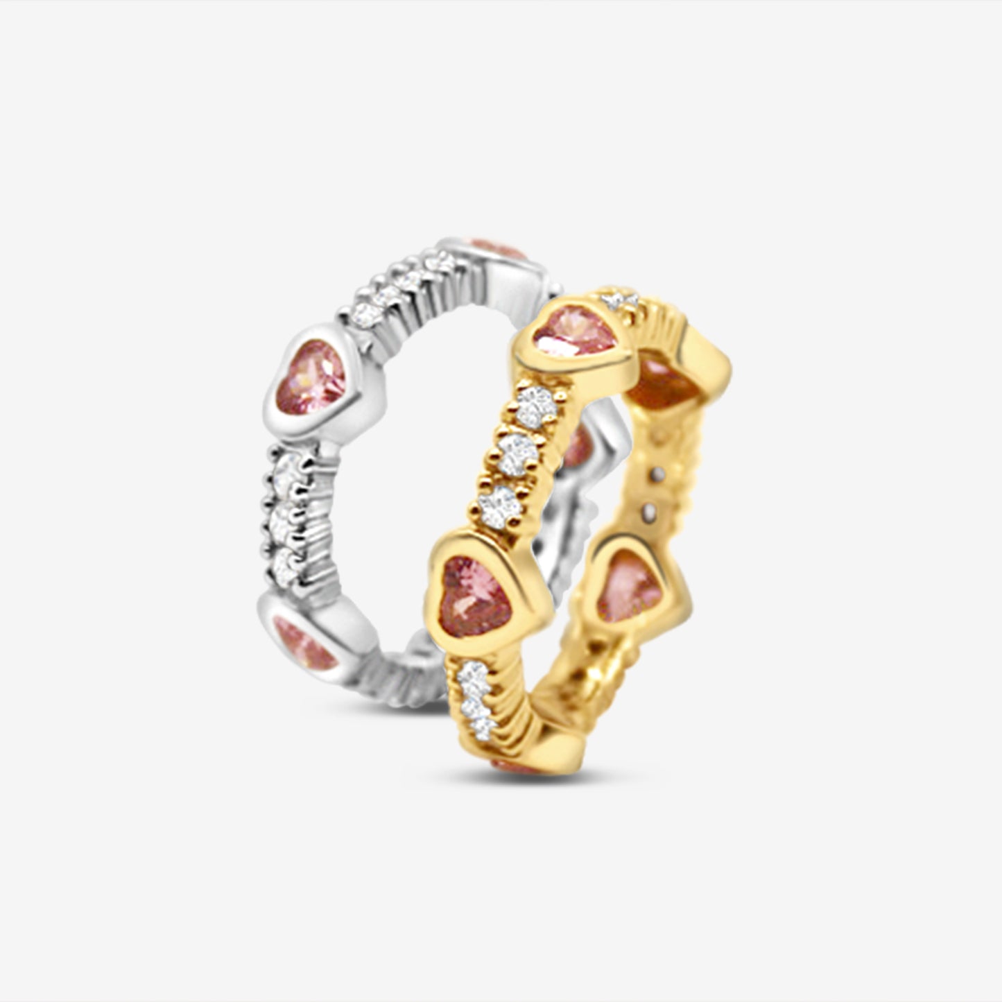 Shiny Hearts Ring Silver