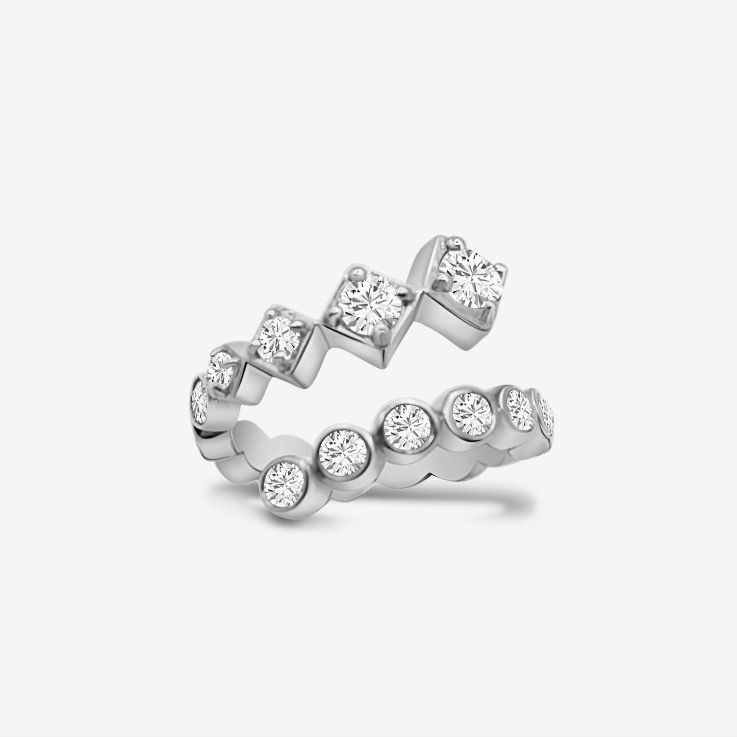 Sparkling Squares Open Ring Silver