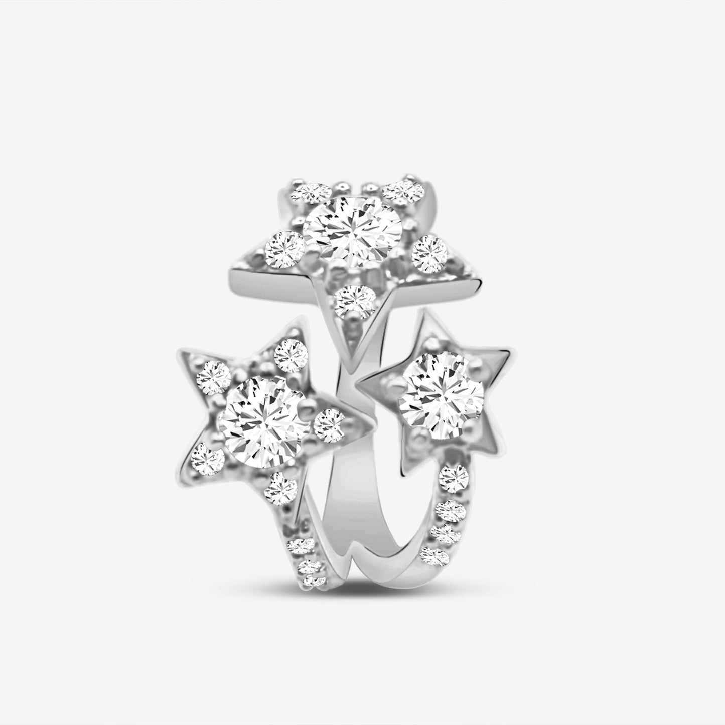 Multi Stars Open Ring Silver