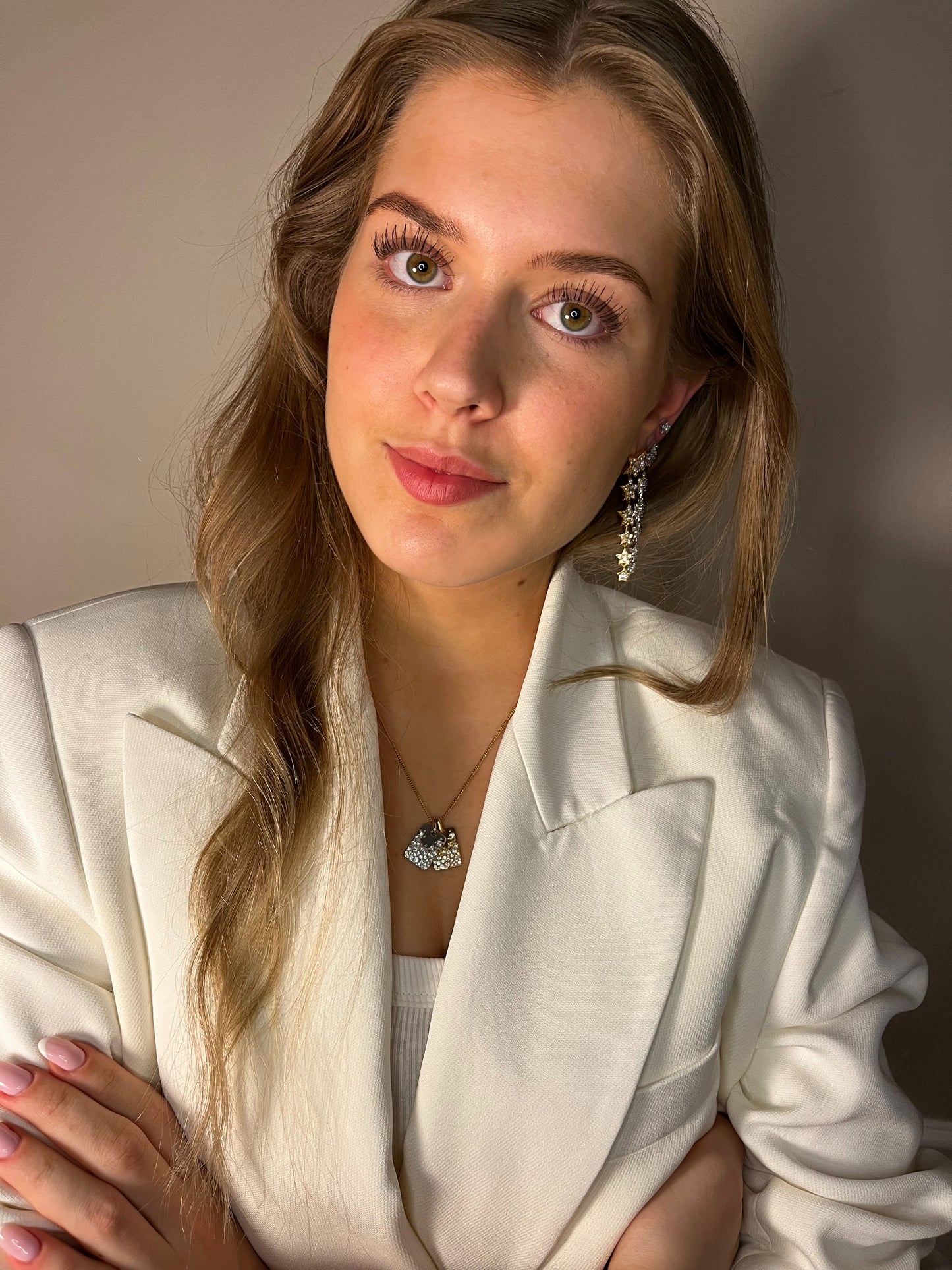 Pavé Stars Long Earrings Silver
