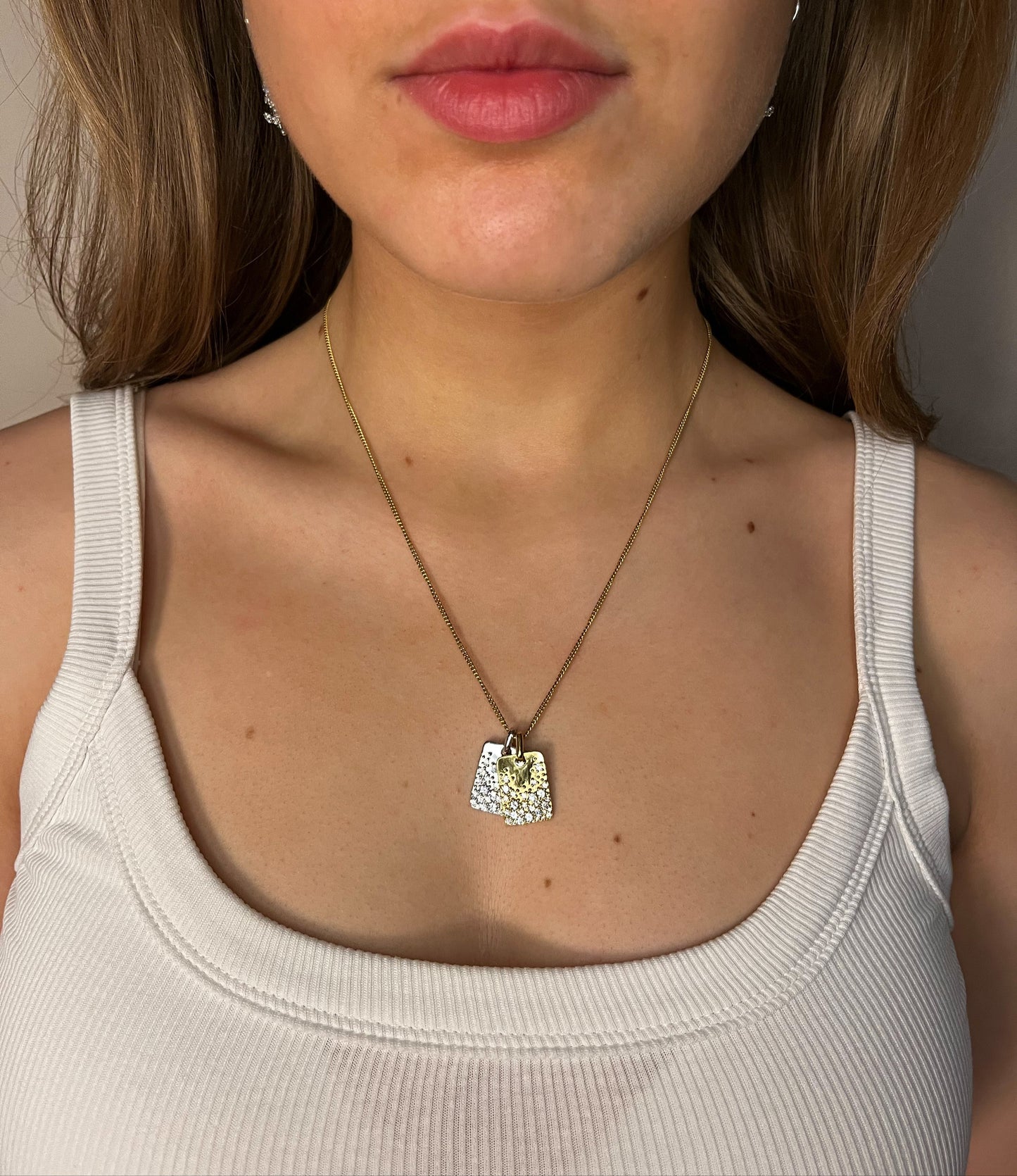 Sparkling Disc Square Pendant