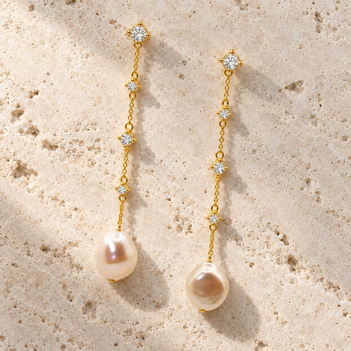 Baroque Pearl Chain Earrings