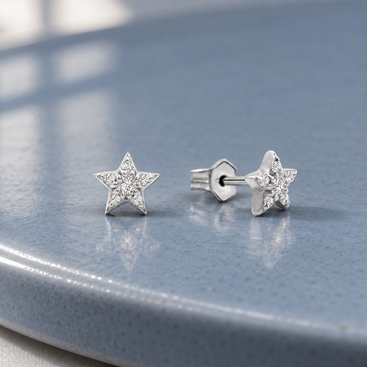 Pavé Star Small Studs Silver