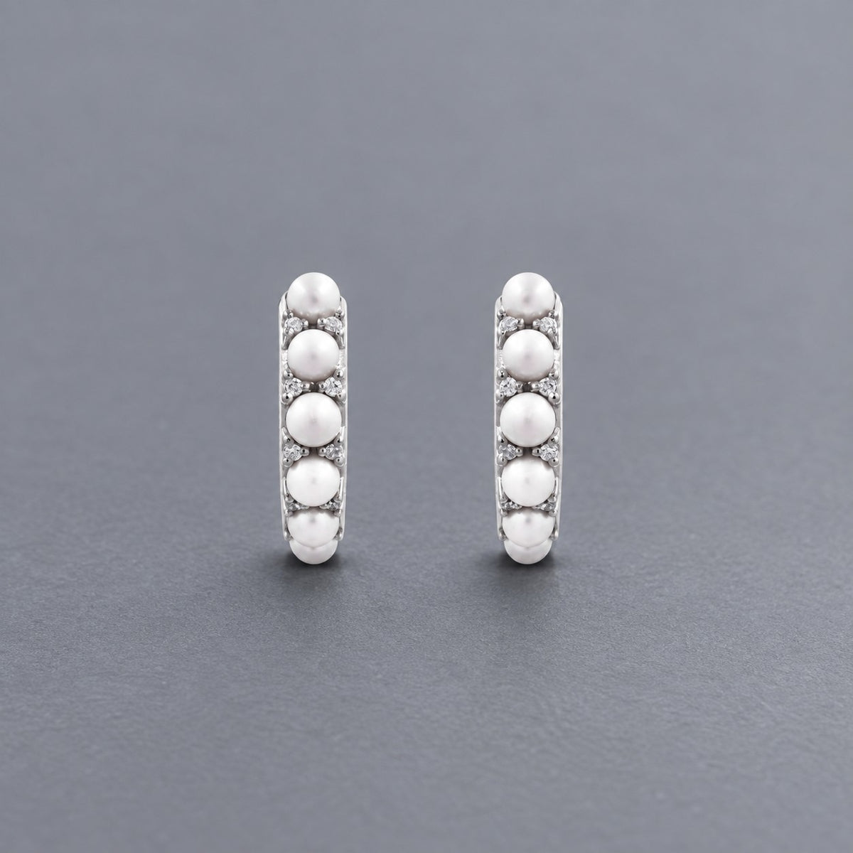 Pearl Hoops Silver