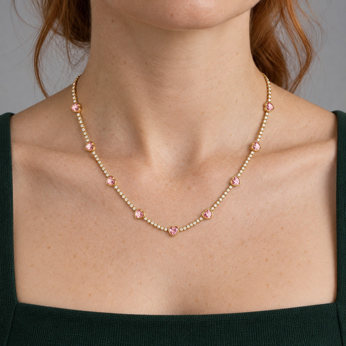 Skinnende Hjerte Collier Halskæde