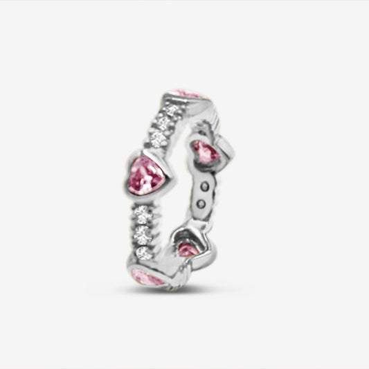 Shiny Hearts Ring Silver