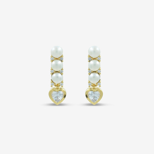 Drop Pearl And Heart Earrings