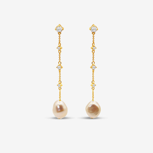 Baroque Pearl Long Chain Earrings