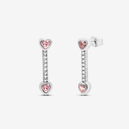 Shiny Hearts Stud Earrings Silver