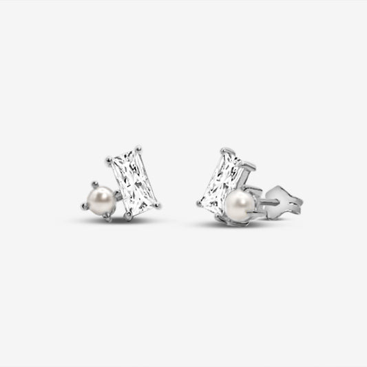 Baquette Stud Earrings Silver