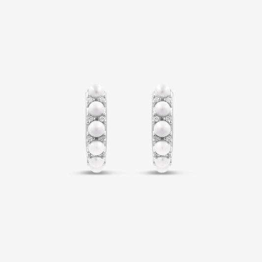 Pearl Hoops Silver