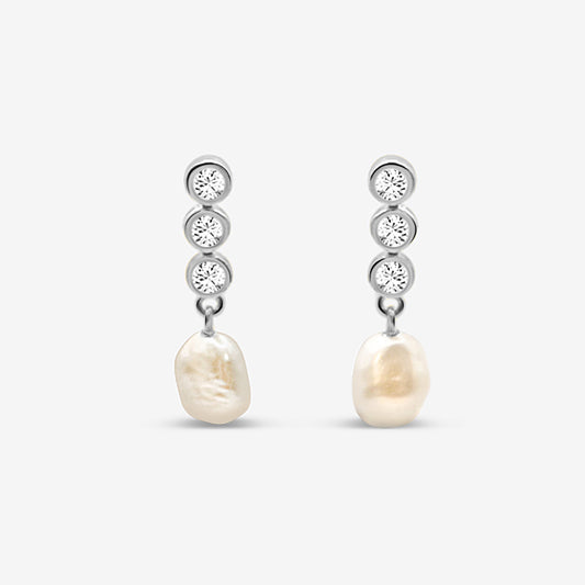 Baroque Pearl Drop Earrings Silver