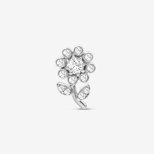 Single Flower Stud Silver - Right
