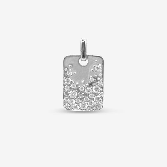 Sparkling Disc Square Pendant Silver