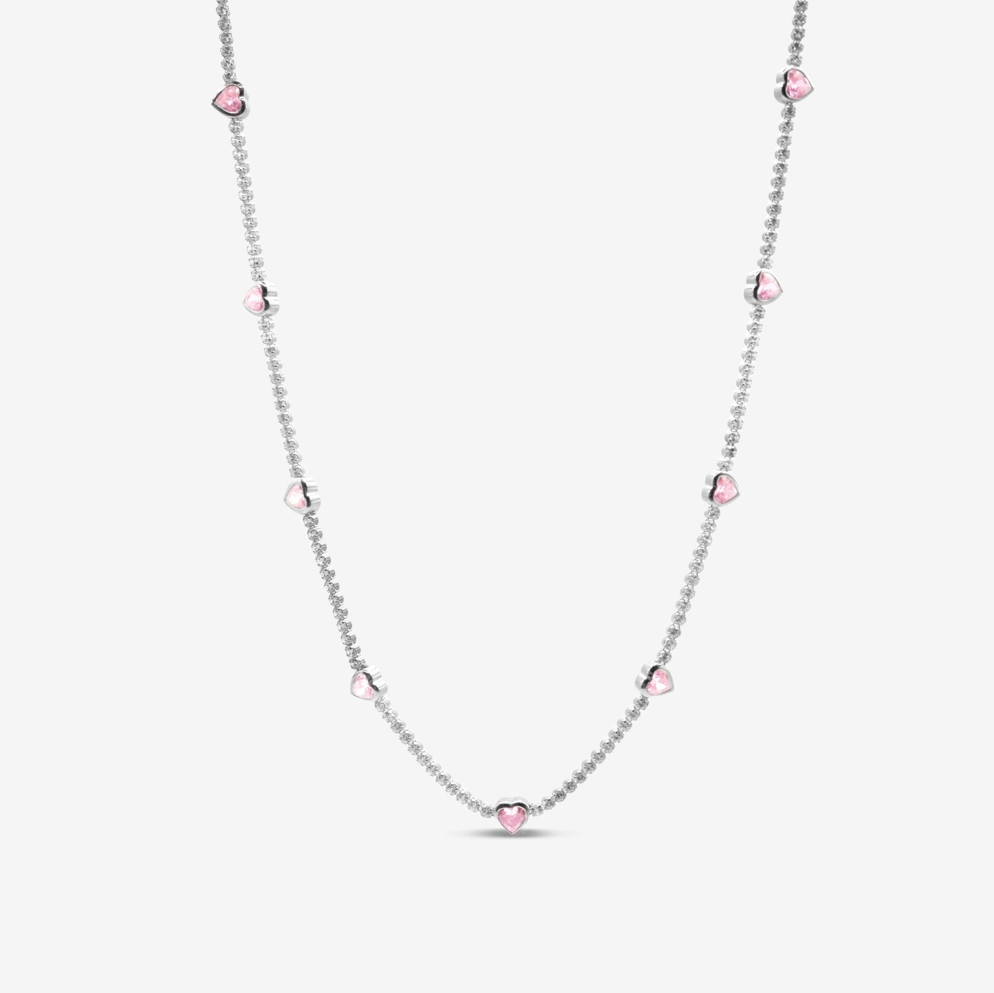 Skinnende Hjerte Collier Halskæde Sølv