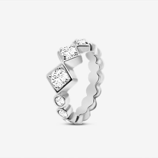 Sparkling Squares Ring Silver