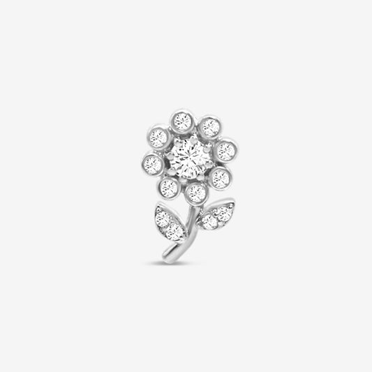 Single Flower Stud Silver - Left