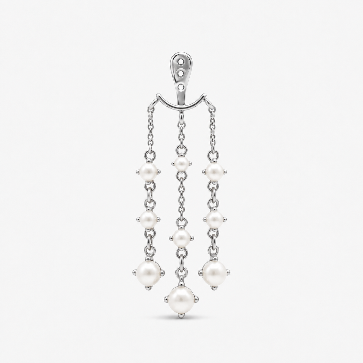 Single Pearl Earring Jacket Silver