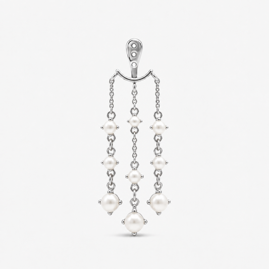 Single Perle Earring Jacket Sølv