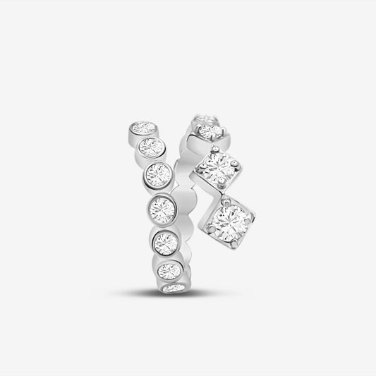 Sparkling Squares Open Ring Silver