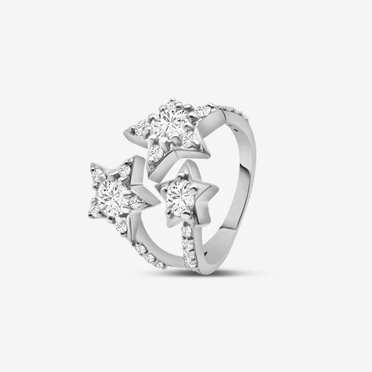 Multi Stars Open Ring Silver