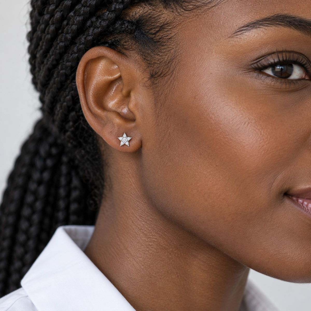 Pavé Star Small Studs Silver
