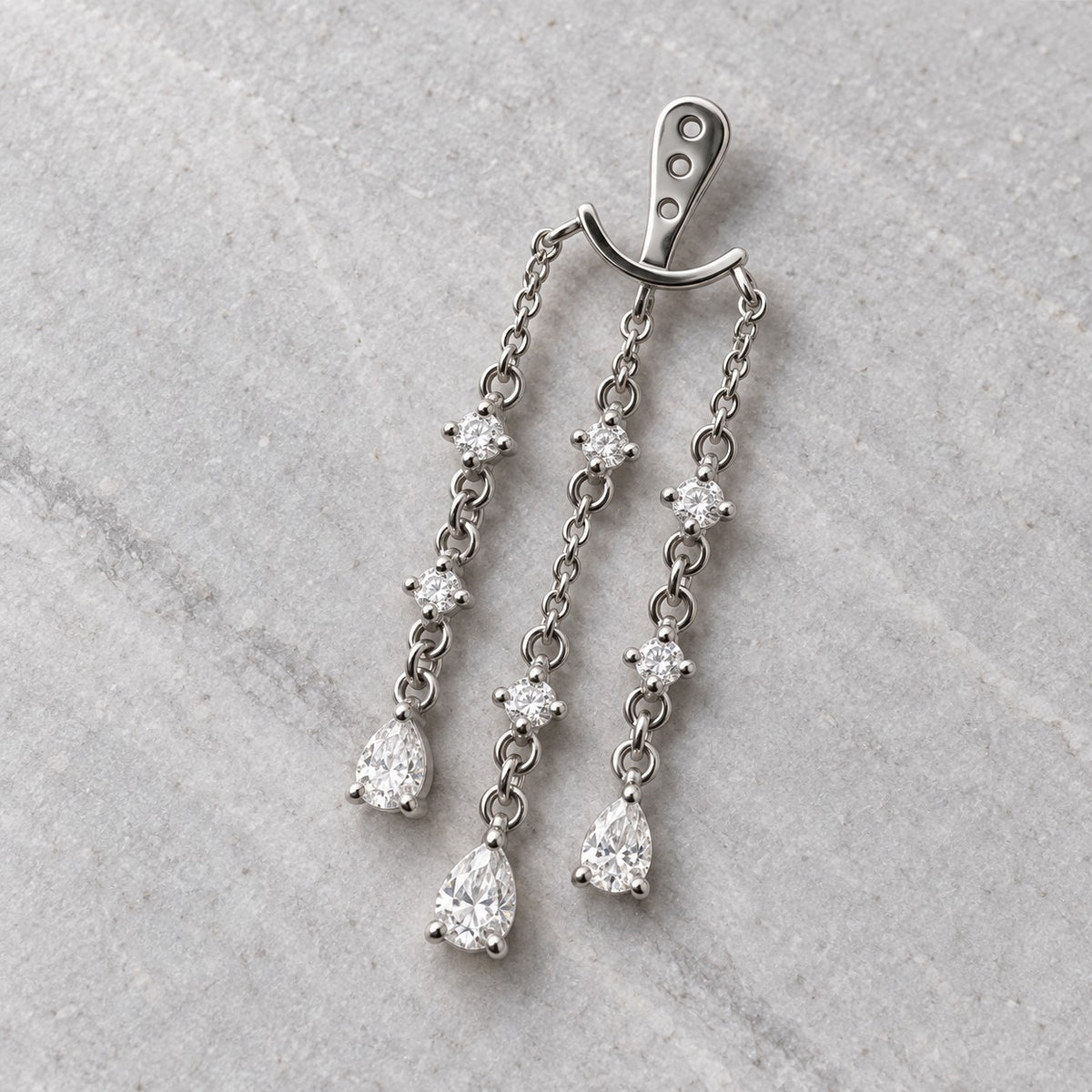 Single Sparkling Earring Jacket Silver