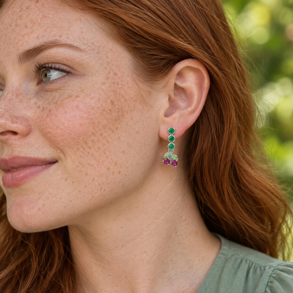 Single Cherry Earring Silver