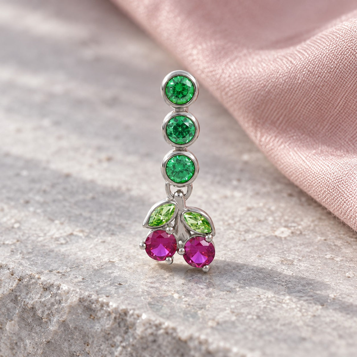 Single Cherry Earring Silver
