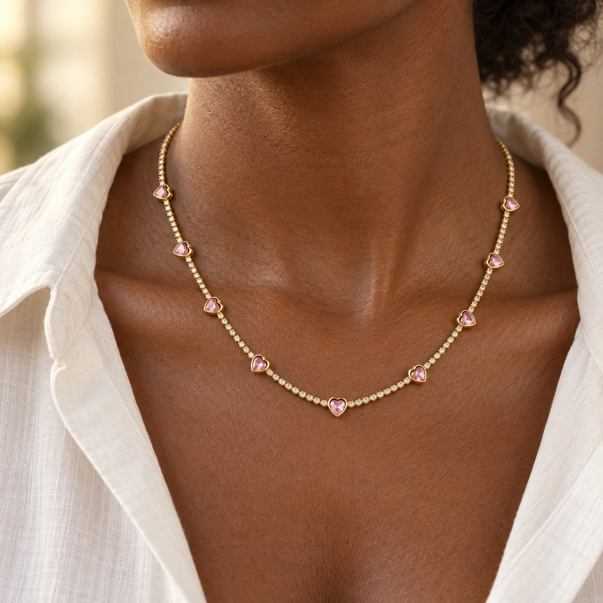 Skinnende Hjerte Collier Halskæde